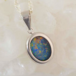  * OCEAN SPLASH 14KT WHITE GOLD AUSTRALIAN OPAL NECKLACE