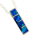 * A DEEP SEA 14KT WHITE GOLD AUSTRALIAN OPAL NECKLACE