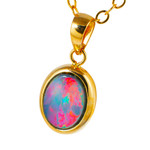 SHINE RED 14KT YELLOW GOLD AUSTRALIAN OPAL NECKLACE