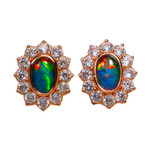 * 1 COLOR BLAST 18KT ROSE GOLD PLATED AUSTRALIAN OPAL STUD EARRINGS