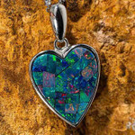 TREASURE LOVE STERLING SILVER AUSTRALIAN OPAL HEART NECKLACE