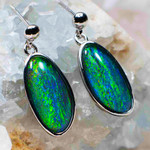 * 1 NEON DRIP STERLING SILVER  AUSTRALIAN OPAL DROP EARRINGS