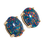 * 1  PRECIOUS BLAST 14KT YELLOW GOLD AUSTRALIAN OPAL STUD EARRINGS