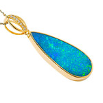 OCEAN DROP 14KT YELLOW GOLD & DIAMOND AUSTRALIAN OPAL NECKLACE