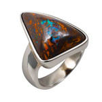 NATURES FOREST STERLING SILVER NATURAL SOLID AUSTRALIAN BOULDER OPAL RING