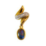 GOLD WINDY SAIL 14KT GOLD & DIAMOND AUSTRALIAN OPAL NECKLACE