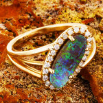 MY STONE APPEAL 14KT YELLOW GOLD & DIAMOND AUSTRALIAN OPAL RING
