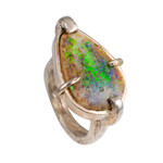 MY NEON SILVER CHARM STERLING SILVER AUSTRALIAN SOLID OPAL RING