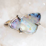 MY REGAL GEM STERLING SILVER AUSTRALIAN SOLID OPAL RING