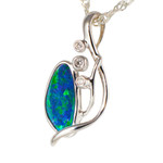 * A DIAMOND GARDEN 14KT WHITE GOLD & DIAMOND AUSTRALIAN OPAL NECKLACE