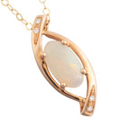 MOUNT RAINIER 14KT ROSE GOLD & DIAMOND AUSTRALIAN SOLID WHITE OPAL NECKLACE