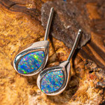 WILD FLOWER STERLING SILVER AUSTRALIAN OPAL STUD EARRINGS