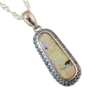 QUEENS PALACE 14KT WHITE GOLD & SAPPHIRE OPAL PENDANT