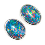  A BREEZY RIDE SILVER  OPAL STUD EARRINGS