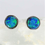 *SPARKLING SISTERS STERLING SILVER AUSTRALIAN OPAL STUD EARRINGS