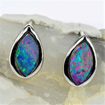 LOVE AT FIRST SIGHT STERLING SILVER AUSTRALIAN OPAL STUD EARRINGS