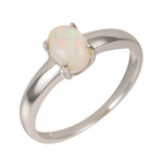 MILKY GLITTER STERLING SILVER AUSTRALIAN WHITE OPAL RING