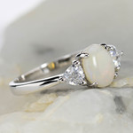   * ASPEN DREAM STERLING SILVER AUSTRALIAN WHITE OPAL RING