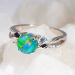 AURA SWIRL STERLING SILVER AUSTRALIAN OPAL RING