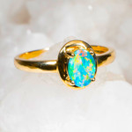 HIBISCUS BLOOM 14KT YELLOW GOLD AUSTRALIAN OPAL RING