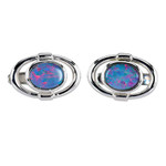 ELECTRIC HIGHLANDS STERLING SILVER AUSTRALIAN OPAL CUFFLINKS