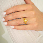 SPACE SONG 14KT YELLOW GOLD PLATED AUSTRALIAN WHITE OPAL RING
