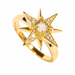 NEON STARS 14KT YELLOW GOLD PLATED AUSTRALIAN WHITE OPAL RING