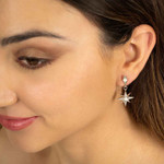 A NORTH STARS 14KT WHITE GOLD & DIAMOND AUSTRALIAN WHITE OPAL DROP EARRINGS