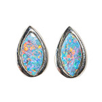 SURFACE THRILL STERLING SILVER AUSTRALIAN OPAL STUD EARRINGS