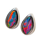 PRIVATE ISLAND STERLING SILVER AUSTRALIAN OPAL STUD EARRINGS