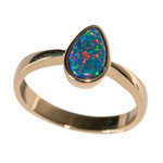 JELLY BEAN 14KT YELLOW GOLD AUSTRALIAN BLACK OPAL RING