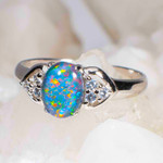 RAZMATAZ STERLING SILVER AUSTRALIAN BLACK OPAL RING