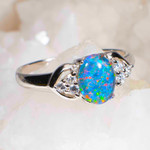 RAZMATAZ STERLING SILVER AUSTRALIAN BLACK OPAL RING