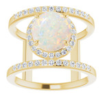 Round White Opal 57_Yellow Gold_Round