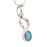 TRIPLE DROP STERLING SILVER AUSTRALIAN OPAL NECKLACE