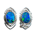 1 EYE OF MYSTERY 14KT WHITE GOLD & DIAMOND AUSTRALIAN OPAL EARRINGS