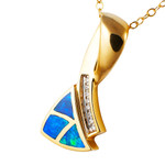 BONITA 14KT YELLOW GOLD & DIAMOND AUSTRALIAN OPAL NECKLACE