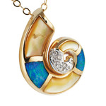 * OCEAN LOVE 14KT YELLOW GOLD & DIAMOND AUSTRALIAN OPAL NECKLACE