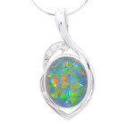 MARIELLA 14KT WHITE GOLD & DIAMOND AUSTRALIAN OPAL NECKLACE