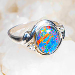 SPARKLING CHAMPANGE  STERLING SILVER AUSTRALIAN OPAL RING