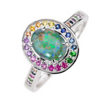 ELEVATED STERLING SILVER AUSTRALIAN OPAL RING