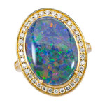 SUGAR BABE 14KT YELLOW GOLD & DIAMOND AUSTRALIAN OPAL RING