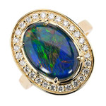 SUGAR COOKIE 14KT YELLOW GOLD & DIAMOND AUSTRALIAN OPAL RING