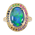 CANDIED CONFETTI 14KT YELLOW GOLD & DIAMOND AUSTRALIAN OPAL RING