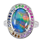 DELICIOUS DARLING 14KT WHITE GOLD & DIAMOND AUSTRALIAN OPAL RING