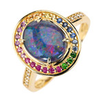 SWEET JOY 14KT YELLOW GOLD & DIAMOND AUSTRALIAN OPAL RING