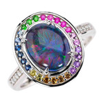 IRRESISTIBLE 14KT WHITE GOLD & DIAMOND AUSTRALIAN OPAL RING