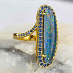 TICKLED 18KT GOLD PLATED AUSTRALIAN OPAL RING