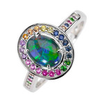 SWEET TRAP STERLING SILVER AUSTRALIAN OPAL RING