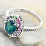 PLEASURE SWEET STERLING SILVER AUSTRALIAN OPAL RING